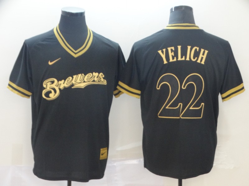 Men's Milwaukee Brewers Christian Yelich #22 Black Jersey